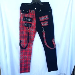 Enrica Men's Straight Slim two tone black & plaid Jeans, 30 x 28 ankle